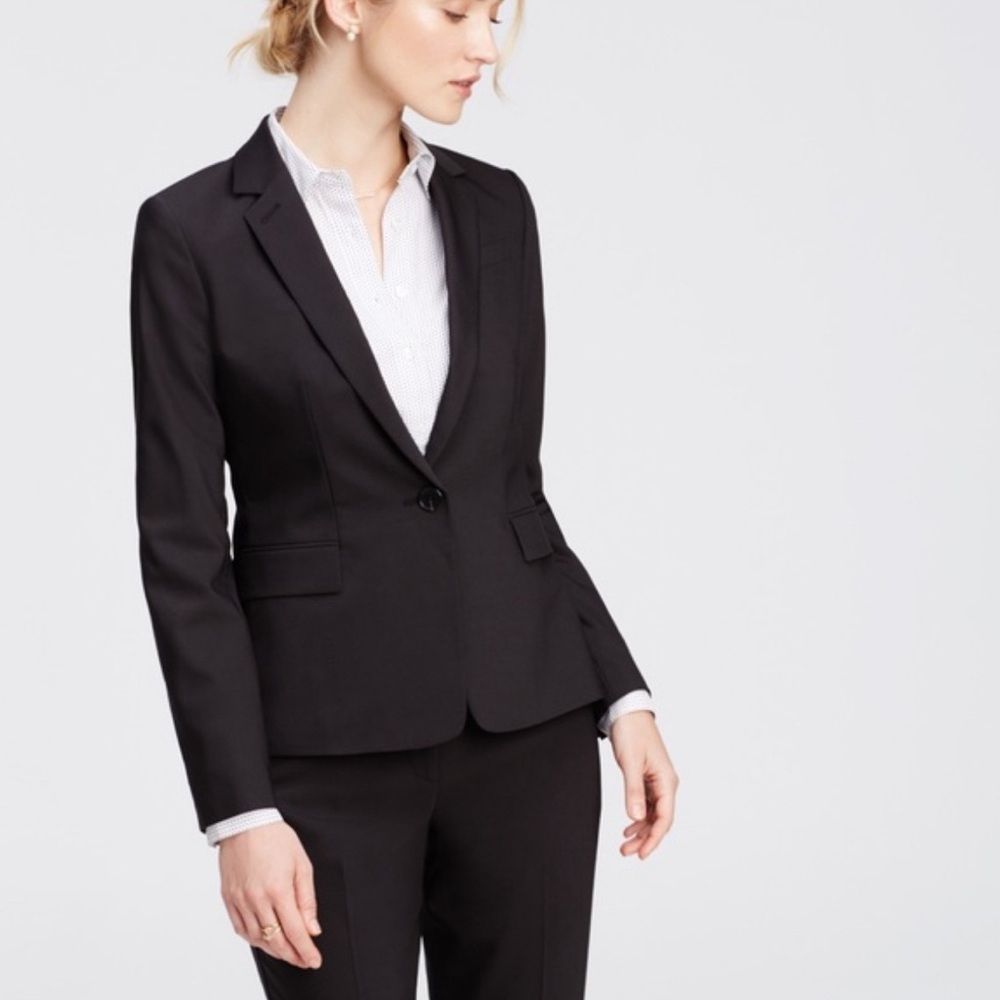 Ann Taylor One Button Black Blazer size 2